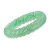 Ross-simons Carved Green Jade Bangle Bracelet With 14kt Yellow Gold In Multi