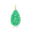Ross-simons Carved Jade Floral Pendant With 14kt Yellow Gold In Green