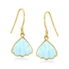 Ross-simons Carved Larimar Seashell Drop Earrings In 18kt Gold Over Sterling