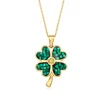 Ross-simons Carved Malachite Inlay 4-leaf Clover Pendant Necklace With . Peridot In 18kt Gold Over Sterling In Multi
