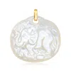 Ross-simons Carved Mother-of-pearl Elephant Pendant With 14kt Yellow Gold In White
