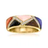 Ross-simons Carved Multi-gemstone Geometric Ring With White Zircons In 18kt Gold Over Sterling In Multi