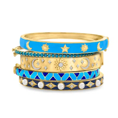 Ross-simons "celestial Stack" Set Of 5 Bangle Bracelets In 18kt Gold Over Sterling
