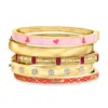 Ross-simons "champs-elysees Stack" Of 5 Bangle Bracelets In 18kt Gold Over Sterling In Multi