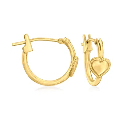 Ross-simons Child's 14kt Yellow Gold Heart Hoop Earrings