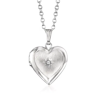 Ross-simons Child's Diamond Accent Heart Locket Necklace In Sterling Silver In Metallic