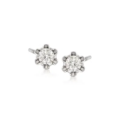 Ross-simons Child's . Diamond Stud Earrings In 14kt White Gold In Metallic