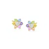 Ross-simons Child's . Multicolored Cz Flower Earrings In 14kt Yellow Gold In Multi