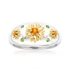 Ross-simons Chrome Diopside And . Citrine Flower Ring In Sterling Silver With 18kt Gold Over Sterling In Green