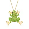 Ross-simons Chrome Diopside Frog Pin/pendant Necklace With Black Spinel In 18kt Gold Over Sterling In Multi