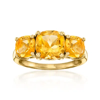 Ross-simons Citrine 3-stone Ring In 18kt Gold Over Sterling