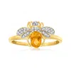 Ross-simons Citrine And . Diamond Bee Ring In 14kt Yellow Gold In White