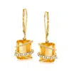 Ross-simons Citrine And . Diamond Drop Earrings In 14kt Yellow Gold In Orange
