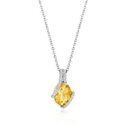 Ross-simons Citrine And . Diamond Pendant Necklace In Sterling Silver In Multi