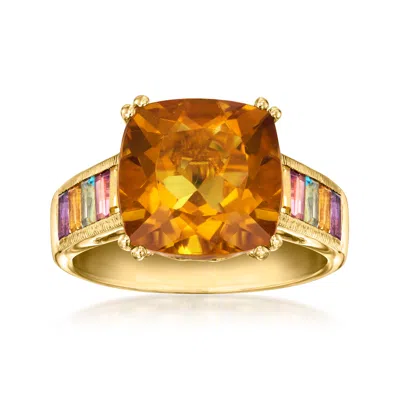 Ross-simons Citrine And Multi-gemstone Ring In 18kt Gold Over Sterling In Yellow