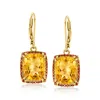 Ross-simons Citrine And . Red Diamond Drop Earrings In 18kt Gold Over Sterling In Yellow