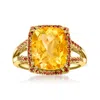 Ross-simons Citrine And . Red Diamond Ring In 18kt Gold Over Sterling In Orange