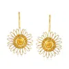 Ross-simons Citrine And White Enamel Daisy Drop Earrings In 18kt Gold Over Sterling In Yellow