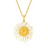 Ross-simons Citrine And White Enamel Daisy Pendant Necklace In 18kt Gold Over Sterling In Multi