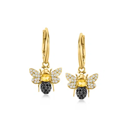 Ross-simons Citrine And . White Topaz Bumblebee Drop Earrings With . Black Spinels In 18kt Gold Over Sterling