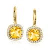 Ross-simons Citrine And White Topaz Drop Earrings In 18kt Gold Over Sterling