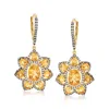 Ross-simons Citrine And White Topaz Flower Drop Earrings In 18kt Gold Over Sterling In Yellow