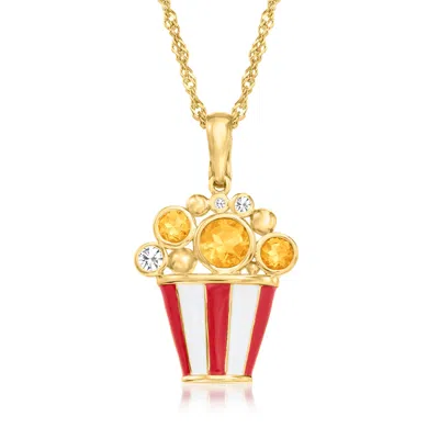Ross-simons Citrine And . White Topaz Popcorn Pendant Necklace With Red And White Enamel In 18kt Gold Over Sterl