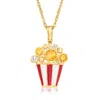 ROSS-SIMONS CITRINE AND . WHITE TOPAZ POPCORN PENDANT NECKLACE WITH RED AND WHITE ENAMEL IN 18KT GOLD OVER STERL