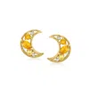 Ross-simons Citrine And . Yellow Sapphire Moon Earrings With Diamonds In 18kt Gold Over Sterling
