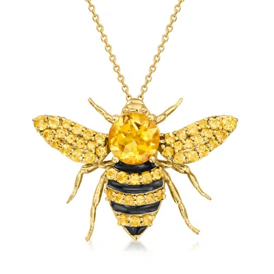 Ross-simons Citrine Bumblebee Pin/pendant Necklace In 18kt Gold Over Sterling In Multi