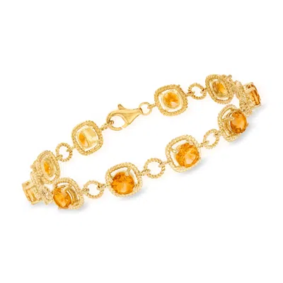 Ross-simons Citrine Line Bracelet In 18kt Gold Over Sterling In Multi