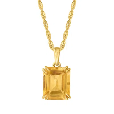Ross-simons Citrine Pendant Necklace In 18kt Gold Over Sterling In Yellow