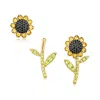 Ross-simons Citrine, . Peridot And . Black Spinel Jewelry Set: Flower Earrings And Earring Jackets In 18kt Gold In Yellow