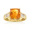 Ross-simons Citrine Ring With . Lab-grown Diamonds In 18kt Gold Over Sterling