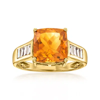 Ross-simons Citrine Ring With . Lab-grown Diamonds In 18kt Gold Over Sterling In Yellow