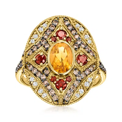 Ross-simons Citrine Ring With . Multicolored Diamonds In 14kt Yellow Gold