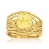 Ross-simons Citrine Textured Openwork Ring In 18kt Gold Over Sterling In Yellow