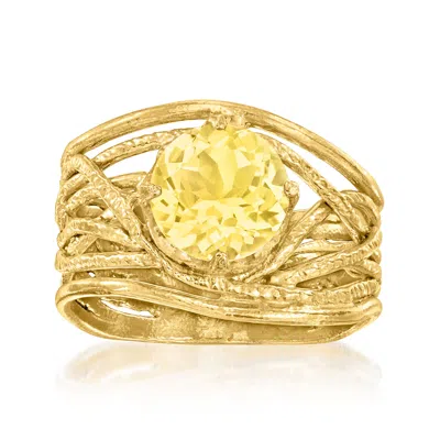Ross-simons Citrine Textured Openwork Ring In 18kt Gold Over Sterling In Yellow