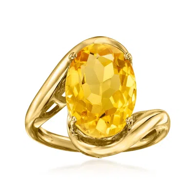 Ross-simons Citrine Wavy Ring In 18kt Gold Over Sterling In Yellow