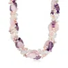 Ross-simons Cultured Pearl, Rose Quartz And Amethyst Torsade Necklace In Sterling Silver In Multi