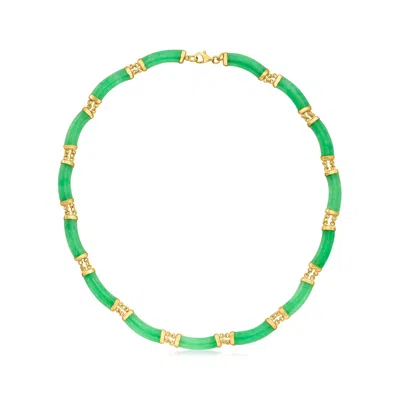 Ross-simons Curved Jade Necklace In 18kt Gold Over Sterling In Multi