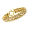 Ross-simons Cz 2-row Wheat Chain Bracelet In 18kt Gold Over Sterling In Multi