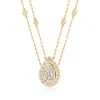Ross-simons Cz 2-strand Drop Necklace In 18kt Gold Over Sterling In Multi