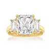 Ross-simons Cz 3-stone Ring In 14kt Yellow Gold In White
