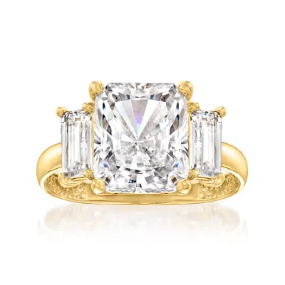 Ross-simons Cz 3-stone Ring In 14kt Yellow Gold In White