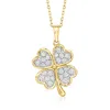 Ross-simons Cz 4-leaf Clover Pendant Necklace In 18kt Gold Over Sterling In Multi