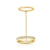 Ross-simons Cz And 18kt Gold Over Sterling Beaded Double-band Ring