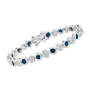 Ross-simons Cz And Simulated Ruby Bezel-set Tennis Bracelet In Multi