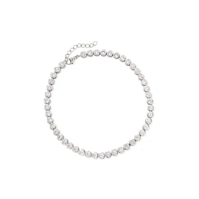 Ross-simons Cz Anklet In Sterling Silver In Multi