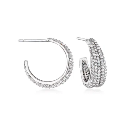 Ross-simons Cz C-hoop Earrings In Sterling Silver In Multi